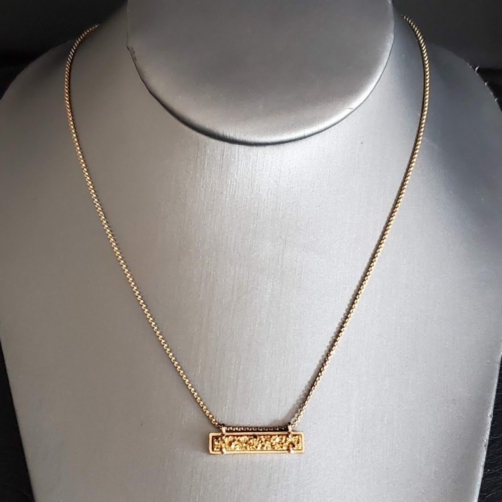 Kendra Scott Leanor Gold Bar Necklace Champagne Drusy Pendant Sparkle Chain - Picture 2 of 6